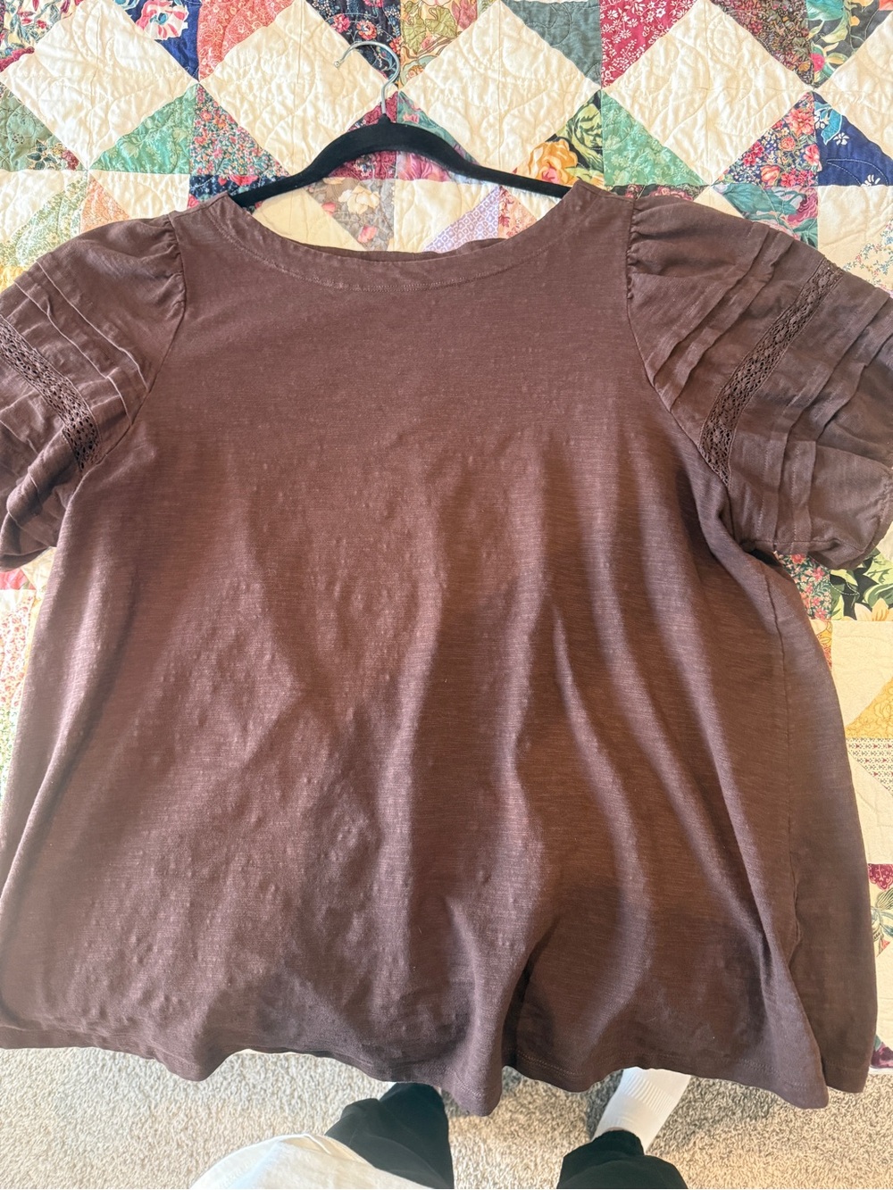 Lane Bryant Chocolate Brown Puff Sleeve Tee